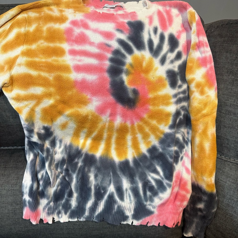 Fate Pink and Yellow Tie-Dye Sweater